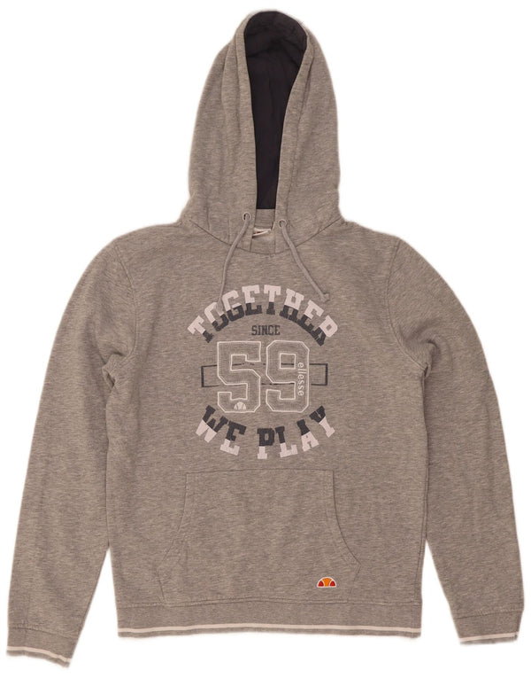 Ellesse Womens Grafisk Oversized Hoodie Jumper UK 10 Small Grey Bomuld