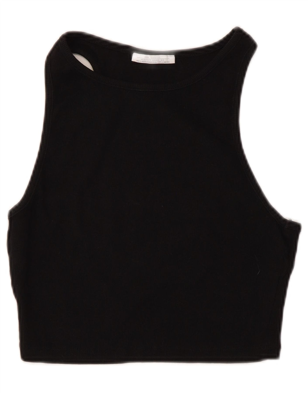 Zara Womens Sleeveless Crop Top UK 14 Large Black