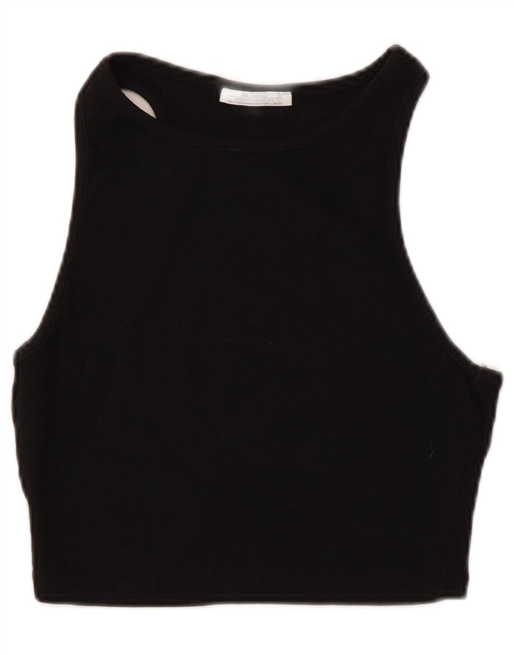Zara Womens Sleeveless Crop Top UK 14 Large Black