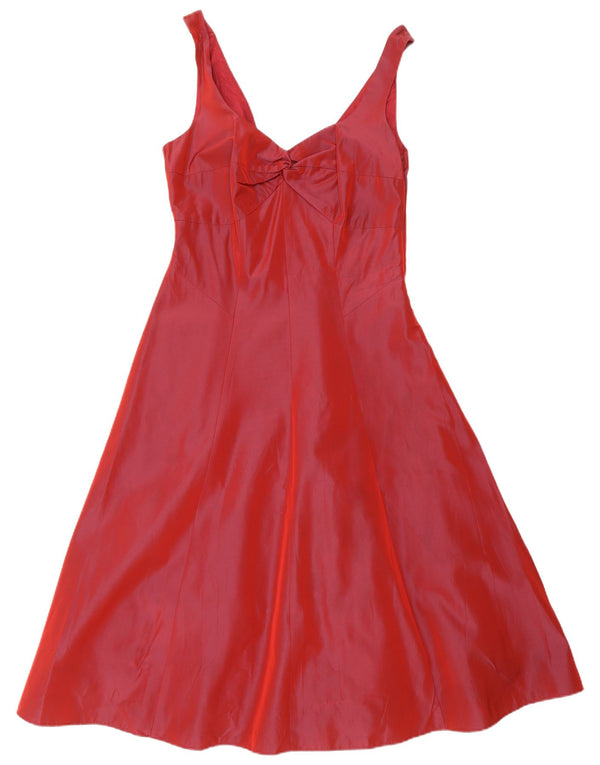 Debut Dame Ærmeløs A-Line Kjole UK 10 Small Burgundy Acetate