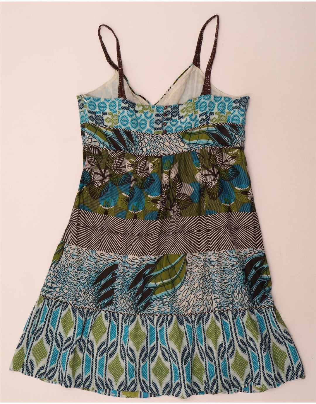 MONSOON Dame Sundress UK 16 Stor flerfarvet Patchwork Bomuld