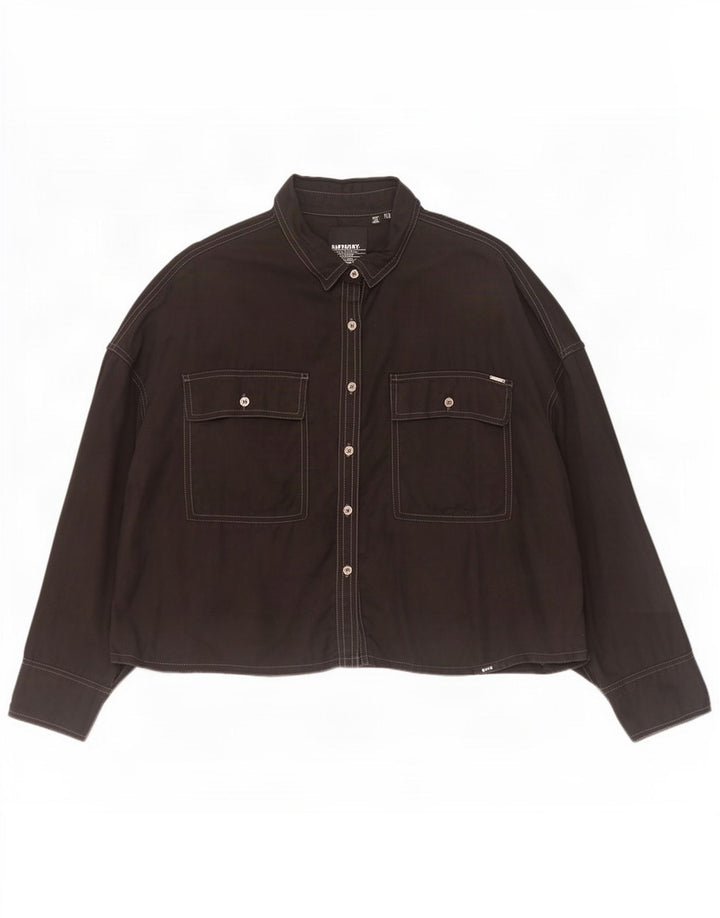 Superdry Womens Oversized Shirt UK 14 Large Black Lyocell
