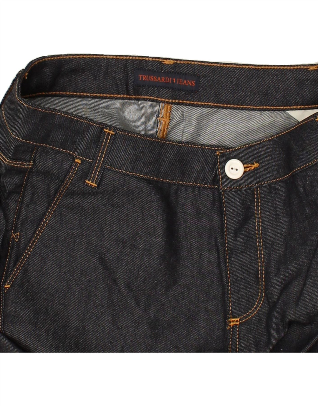 TRUSSARDI Womens Tapered Jeans W27 L27 Navy Blue Polyester Vintage Trussardi and Second-Hand Trussardi from Messina Hembry 