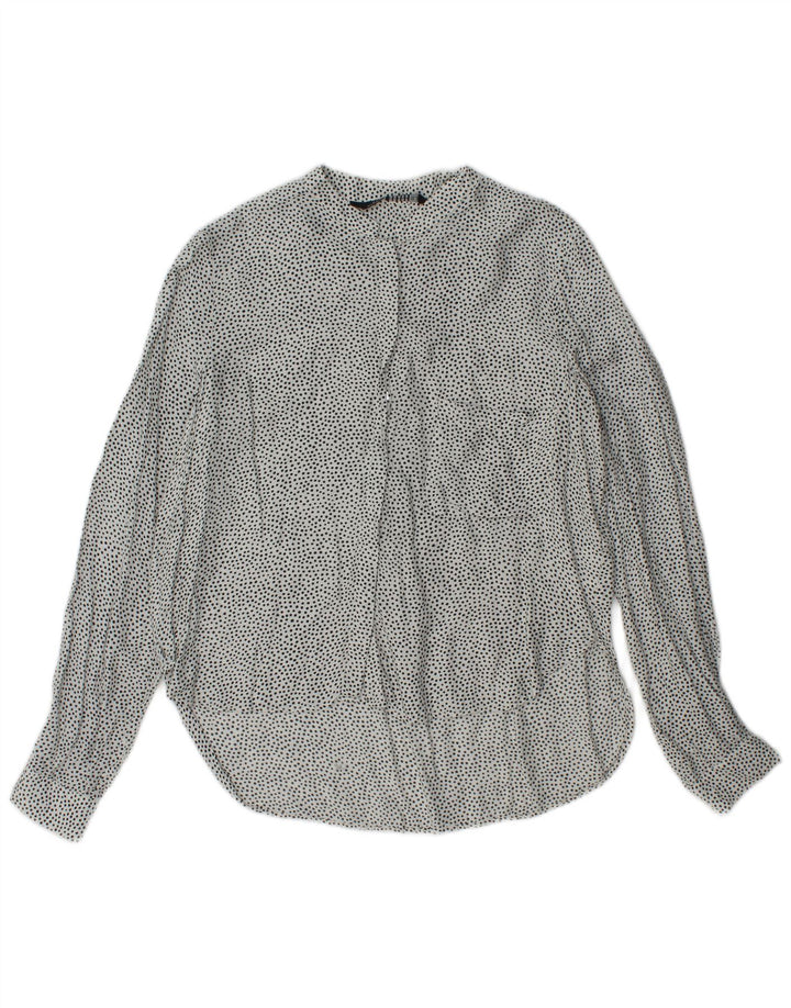 ZARA Womens Shirt Blouse UK 10 Small White Polka Dot Viscose