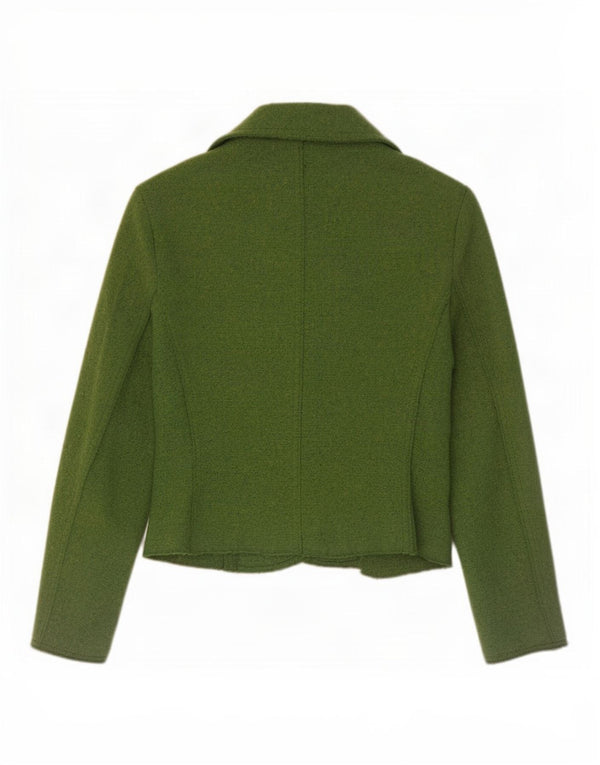 Marks & Spencer Dame 2 Button Blazer Jacket UK 10 Small Green Wool