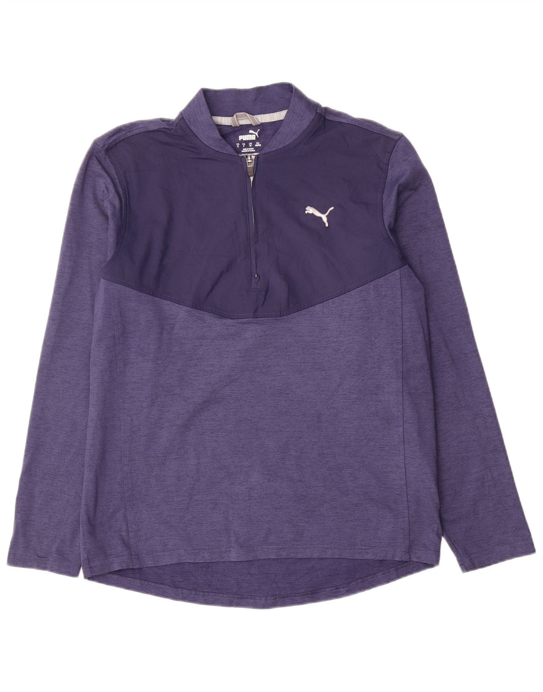 Puma herre lynlås hals top langærmet lille blå farveblok polyester