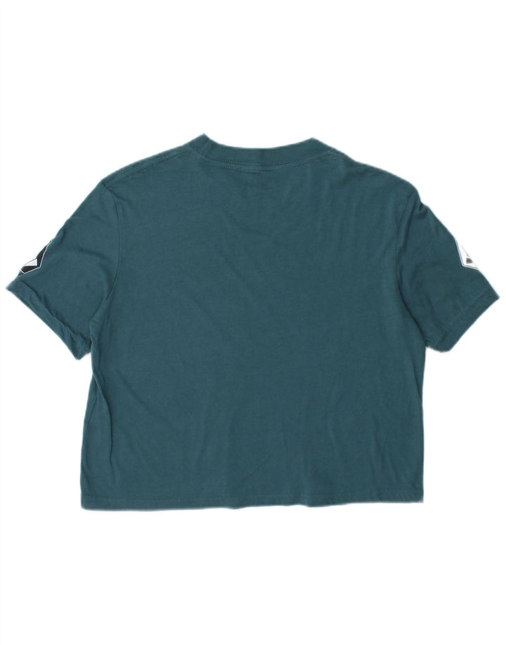Volcom Womens Loose Fit Crop Grafisk T-Shirt Top Størrelse 4/6 Lille Blå