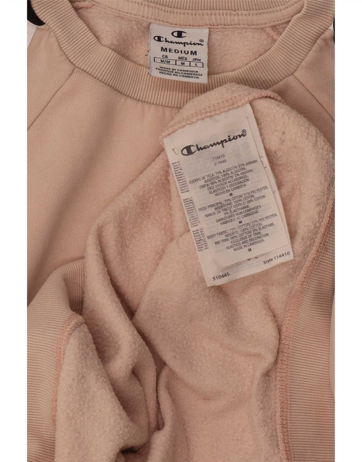 Champion Dame Grafisk Sweatshirt Jumper UK 14 Medium Pink Bomuld