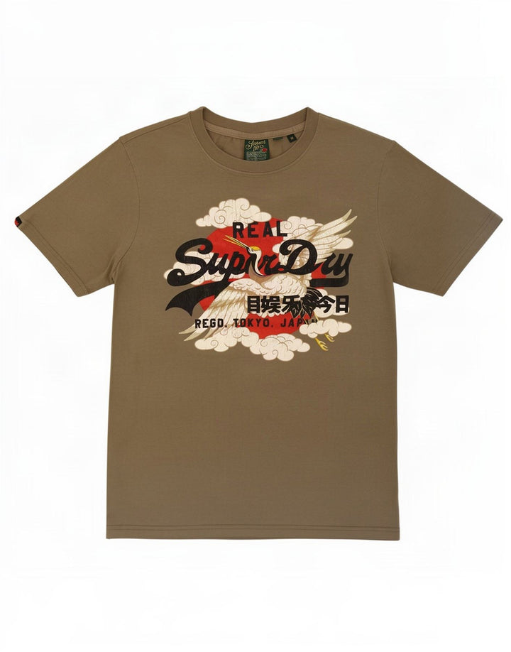 Superdry Grafisk T-shirt til mænd, medium Khaki Bomuld