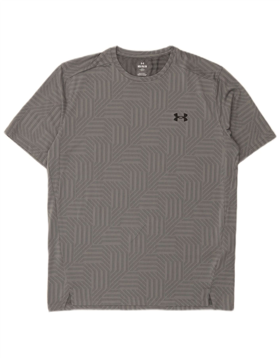 Under Armour Herre T-Shirt Top Medium Grå Geometrisk Polyester