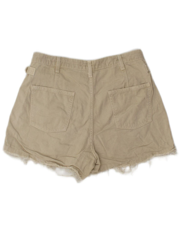 Zara Dame Denim Hot Pants EU 38 Small W28 Beige Bomuld