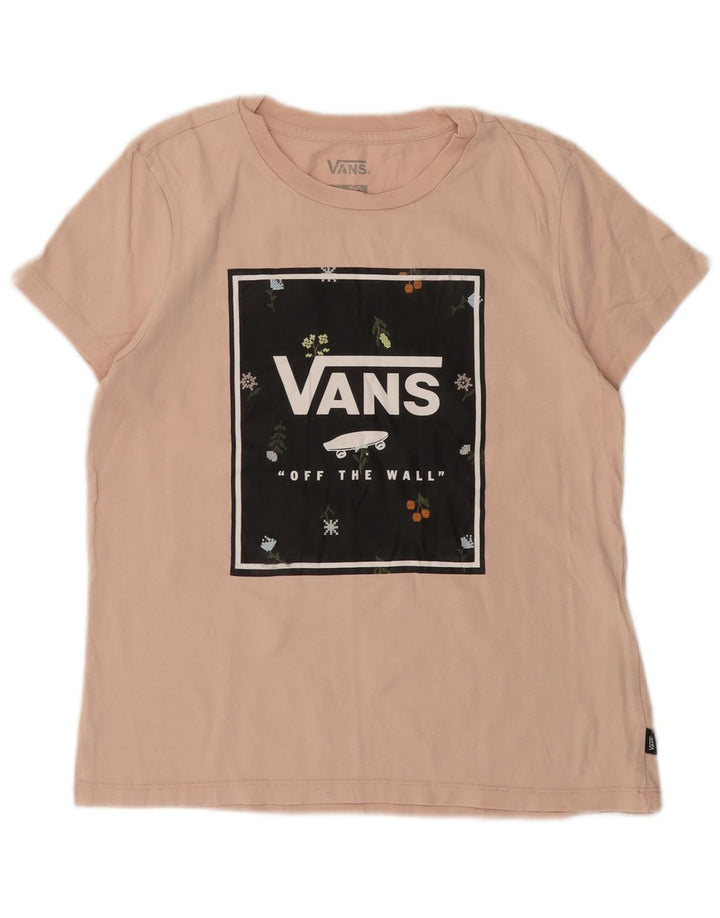 VANS Dame Grafisk T-Shirt Top UK 12 Medium Pink Bomuld
