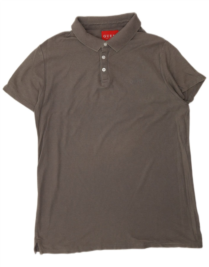 GUESS Mens Polo Shirt Large Grey