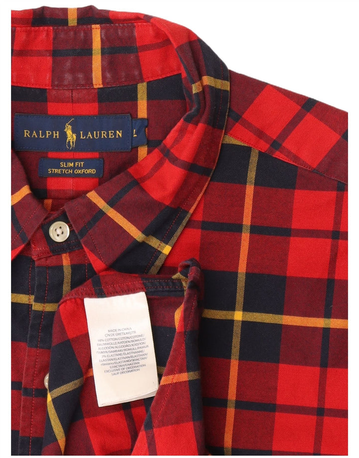 Ralph Lauren Herre Slim Fit skjorte Stor rød ternet bomuld