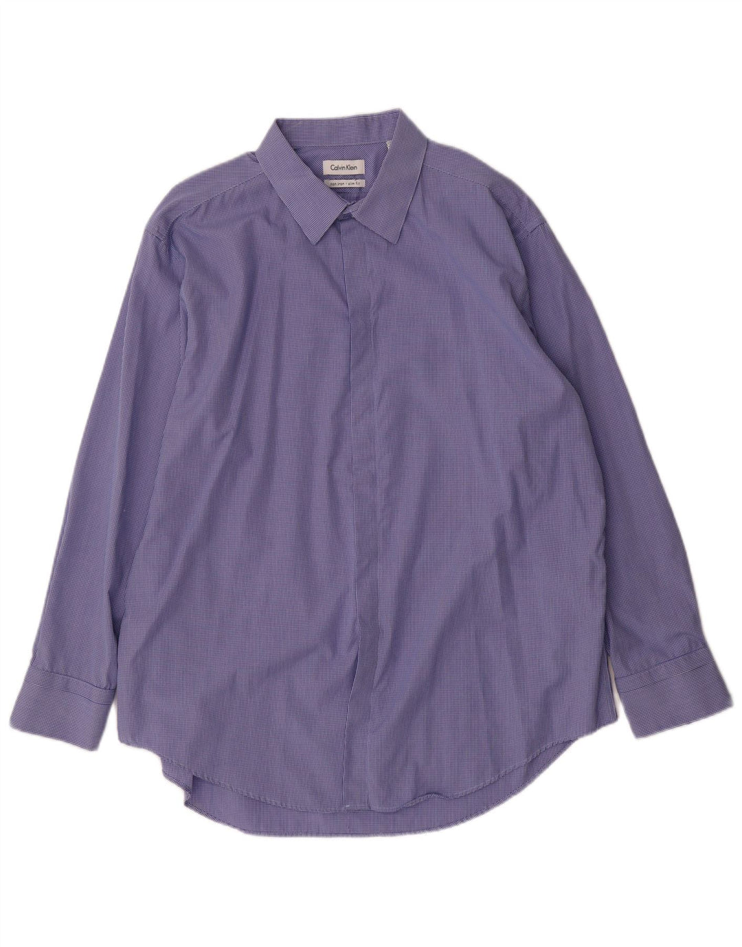 CALVIN KLEIN Herre Slim Fit skjorte størrelse 17 1/2 XL blå ternet bomuld