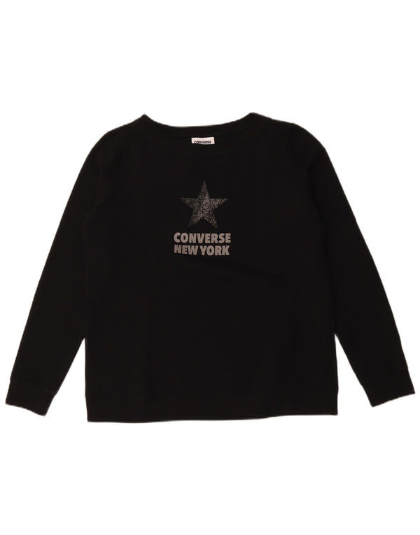 Converse Graphic Sweatshirt Jumper UK 14 Medium Sort Bomuld