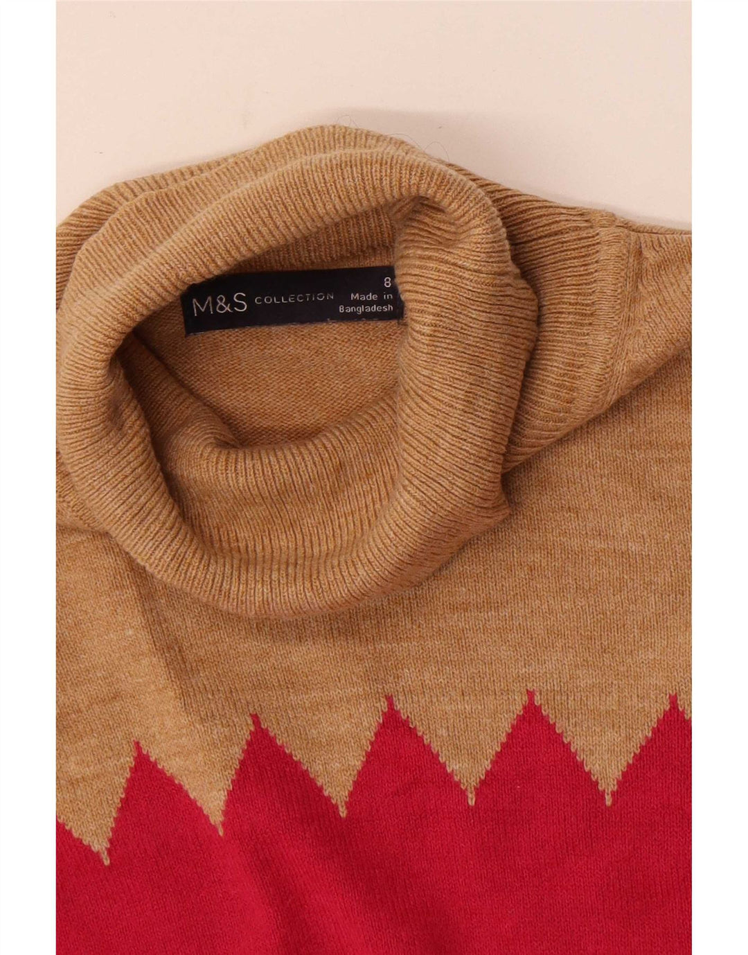 Marks & Spencer Dame Roll Neck Jumper Sweater UK 8 Small Multicolored