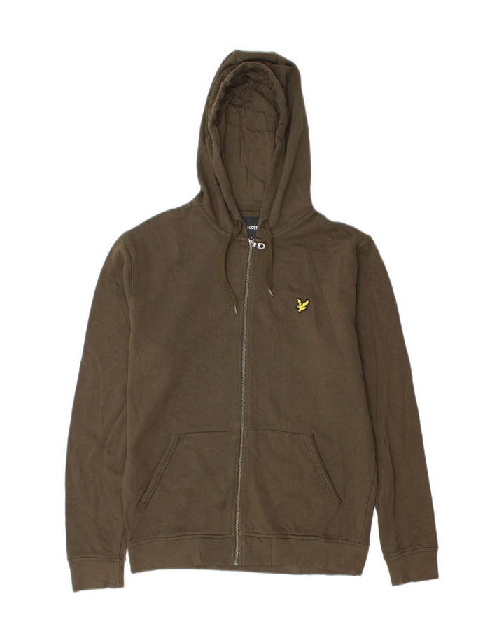 Lyle & Scott Hættetrøje med lynlås til mænd Medium Khaki Bomuld