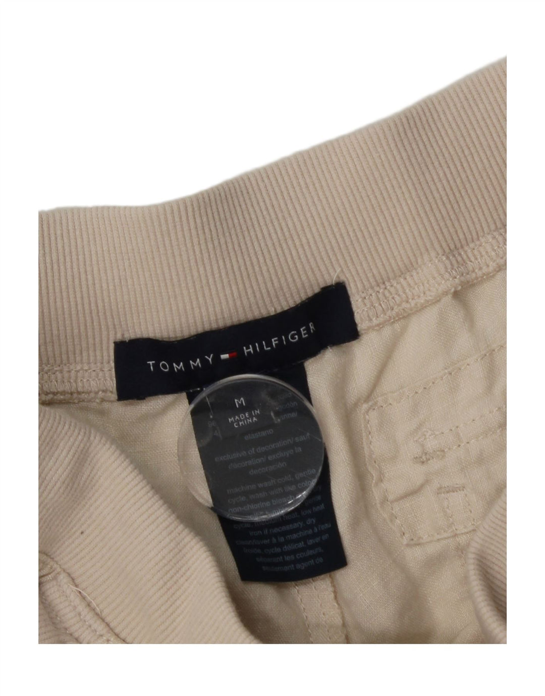TOMMY HILFIGER Womens Cargo Tracksuit Trousers Joggers UK 14 Medium  Beige Vintage Tommy Hilfiger and Second-Hand Tommy Hilfiger from Messina Hembry 