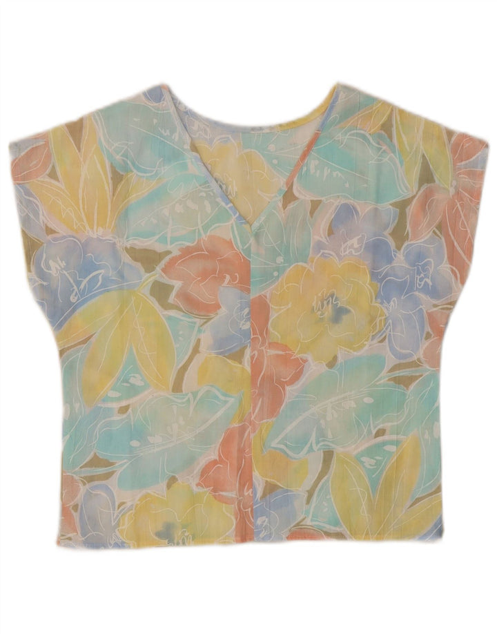 Impromptu Womens Crop Bluse Top UK 10 Small Multicolored Floral Polyester