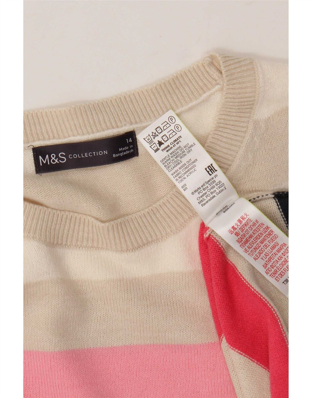 Marks & Spencer Dame Boat Neck Jumper Sweater UK 14 Large Multicolor