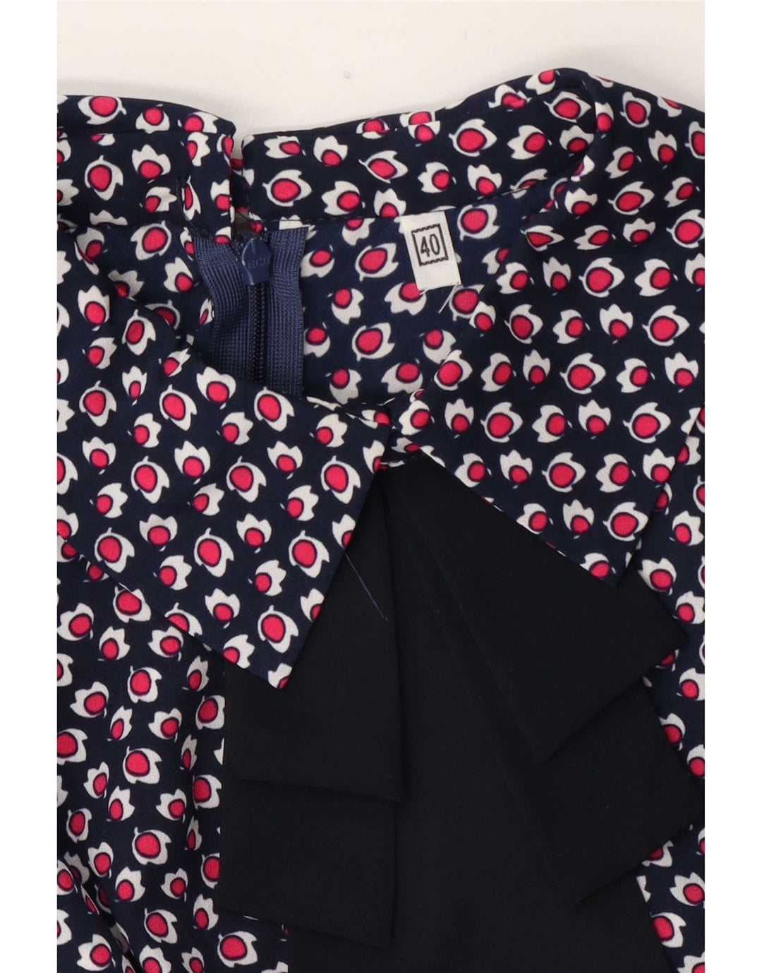 Vintage kvinders abstrakt mønster bluse Top IT 40 Small Navy Blue