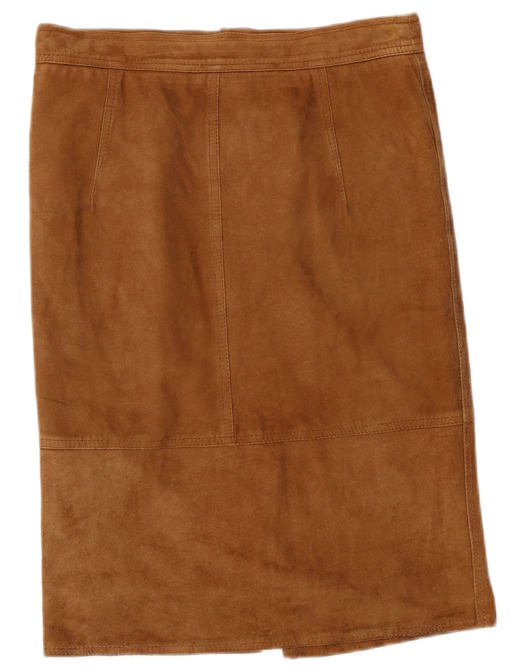 Vintage lige nederdel i ruskind til kvinder W30 Medium Beige