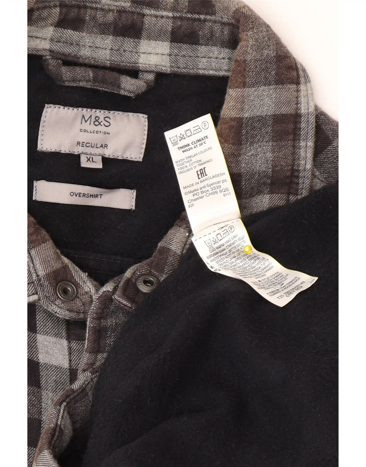 Marks & Spencer Herre Regular Fit Overshirt Flanellskjorte XL Grå Gingham