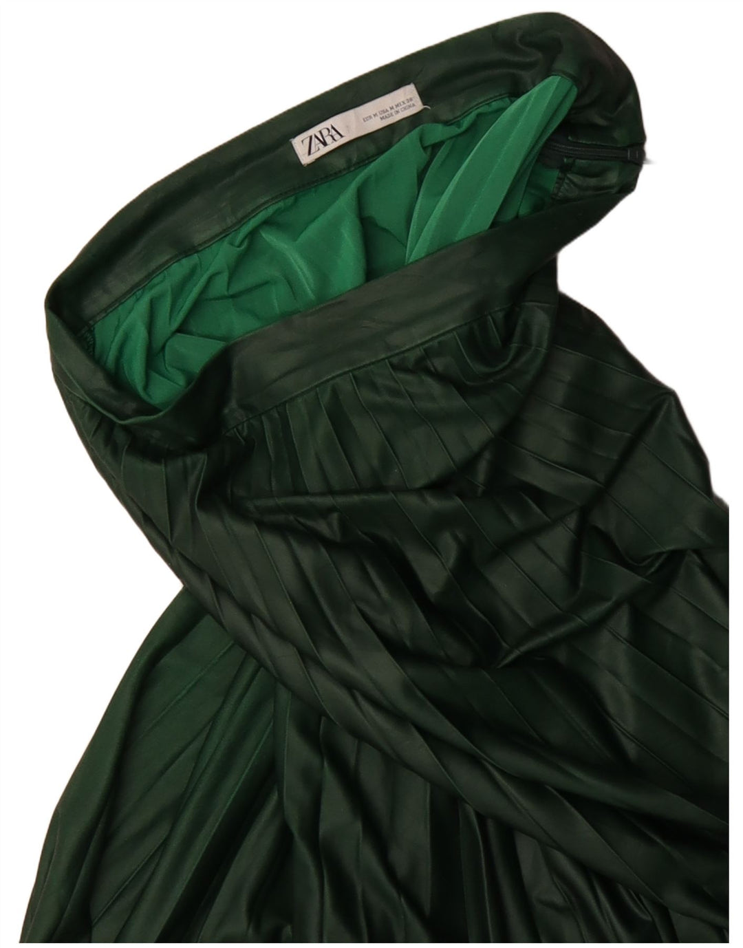 Zara plisseret nederdel til kvinder Medium W28 Grøn