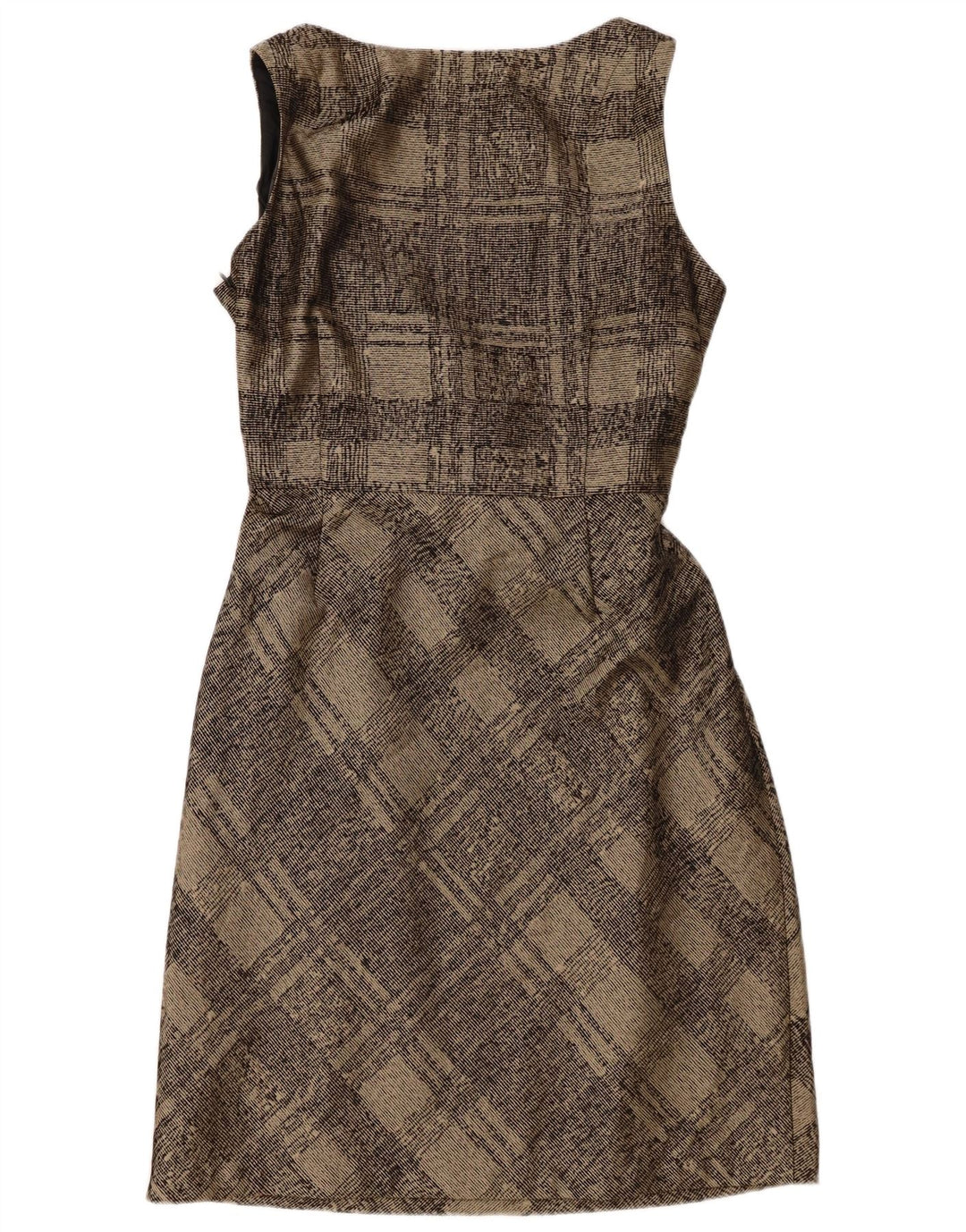 Monsoon Dame Ærmeløs Skift Kjole UK 16 Large Brown Plaid Classic