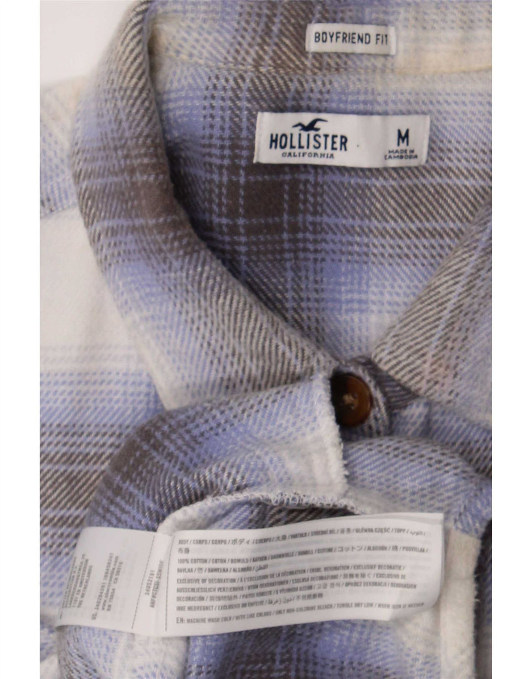 Hollister Womens Boyfriend Fit Flanellskjorte Medium Flerfarvet Plaid