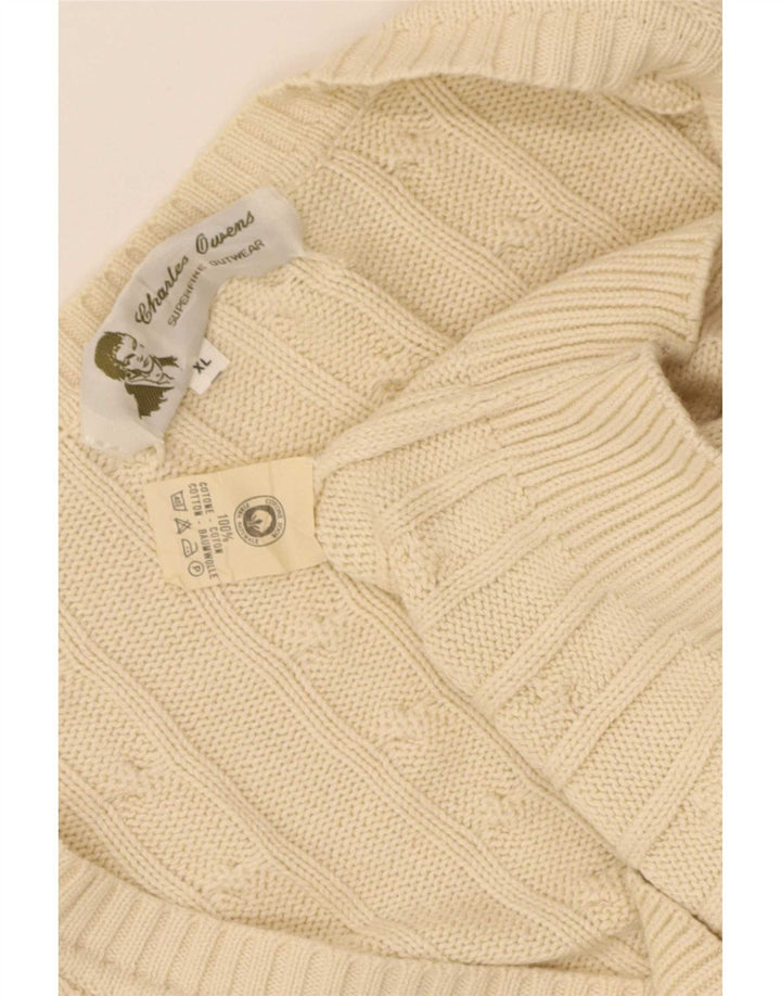 Vintage herre cardigan sweater XL beige bomuld