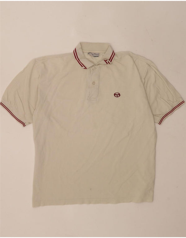 Sergio Tacchini herre poloshirt 2XL Off White Stribet bomuld
