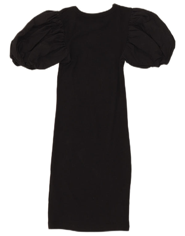 Zara Dame Kortærmet Jumper Dress UK 8 Small Black Bomuld