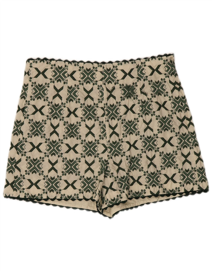 Zara Casual Shorts til kvinder Store W30 Off White Geometriske