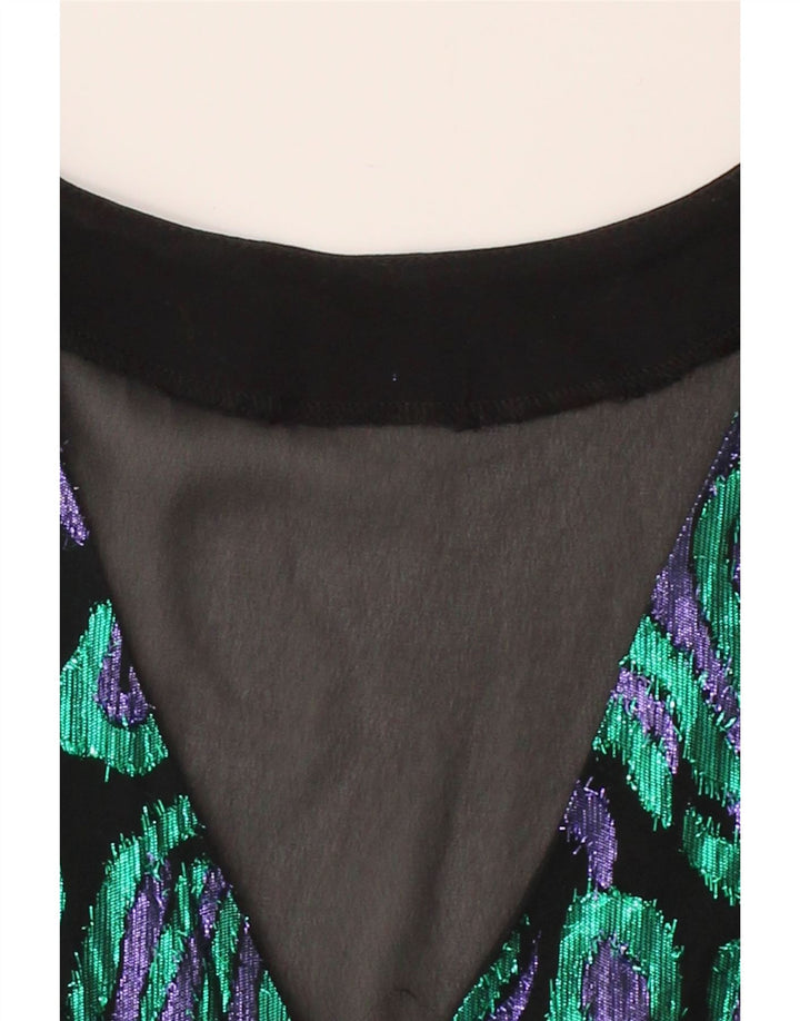 VINTAGE Womens Abstract Pattern Blouse Top UK 14 Medium Black Vintage Vintage and Second-Hand Vintage from Messina Hembry 