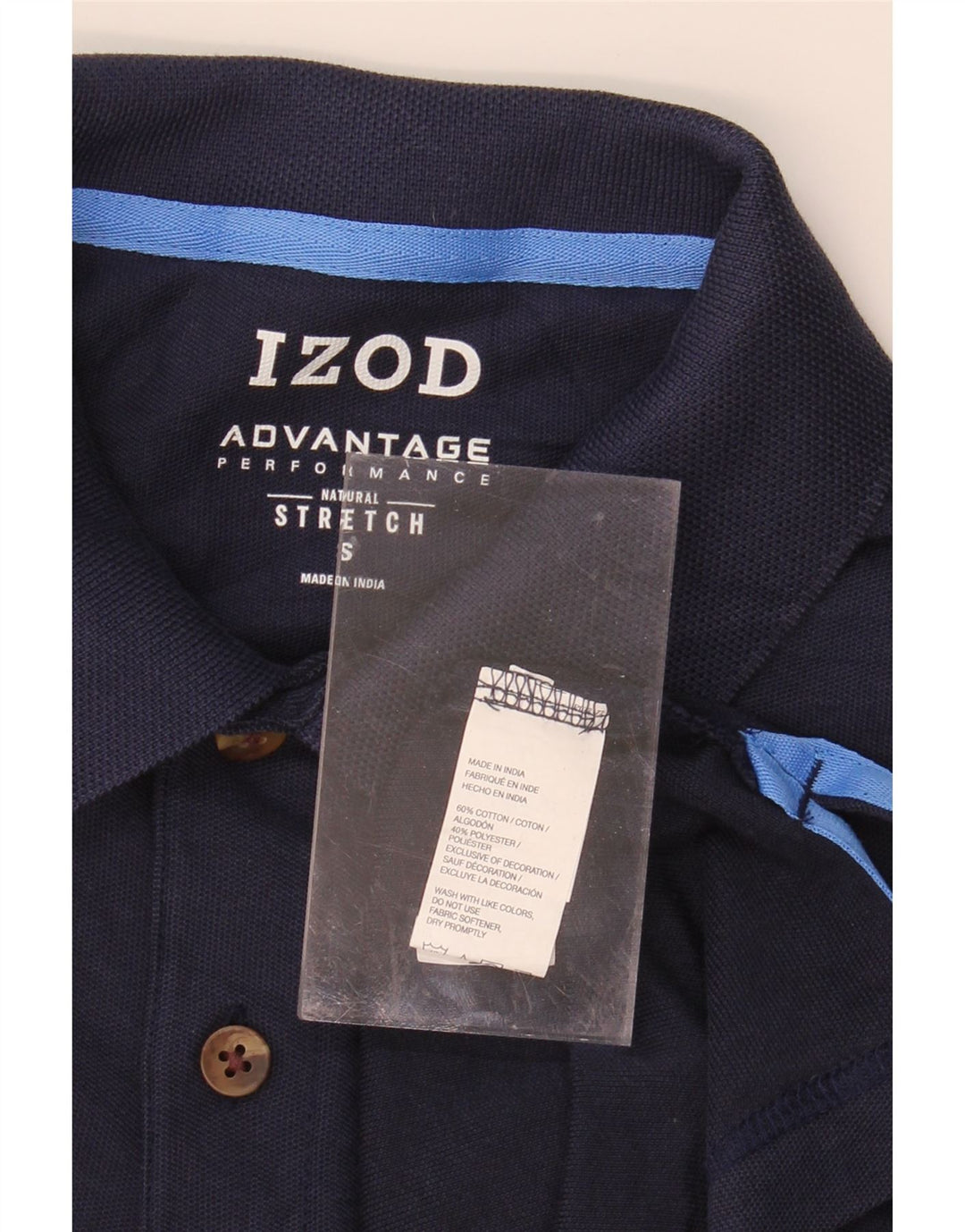 IZOD Mens Stretch Polo Shirt Small Navy Blue Cotton Vintage Izod and Second-Hand Izod from Messina Hembry 