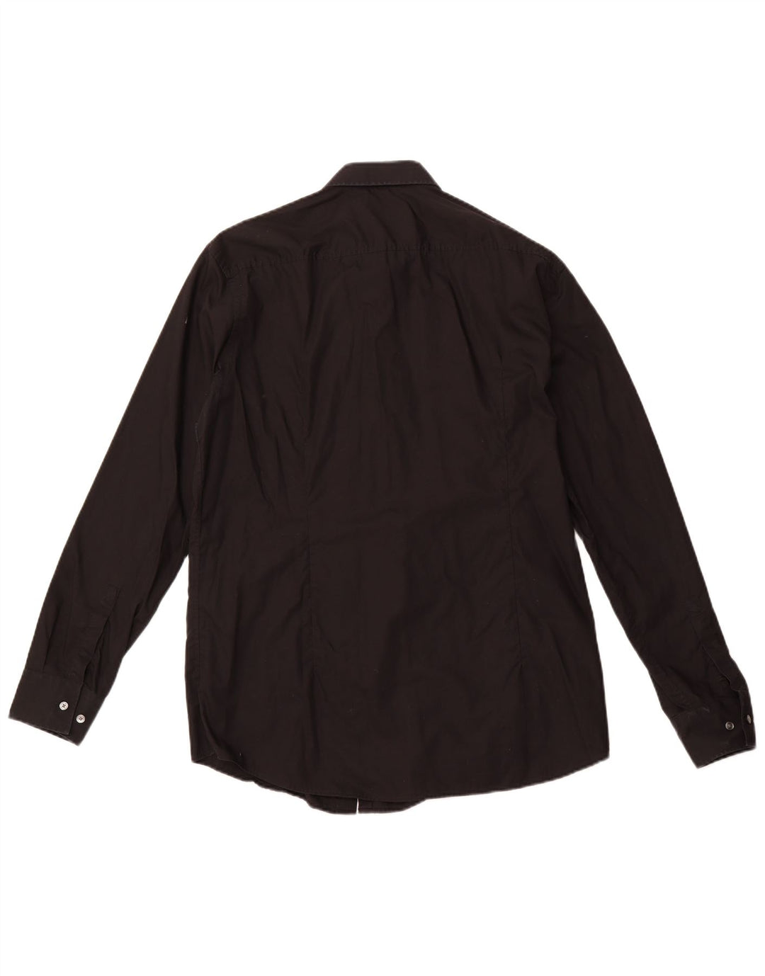 HUGO BOSS Herre Slim Fit Skjorte Størrelse 44 17 1/2 XL Sort Bomuld