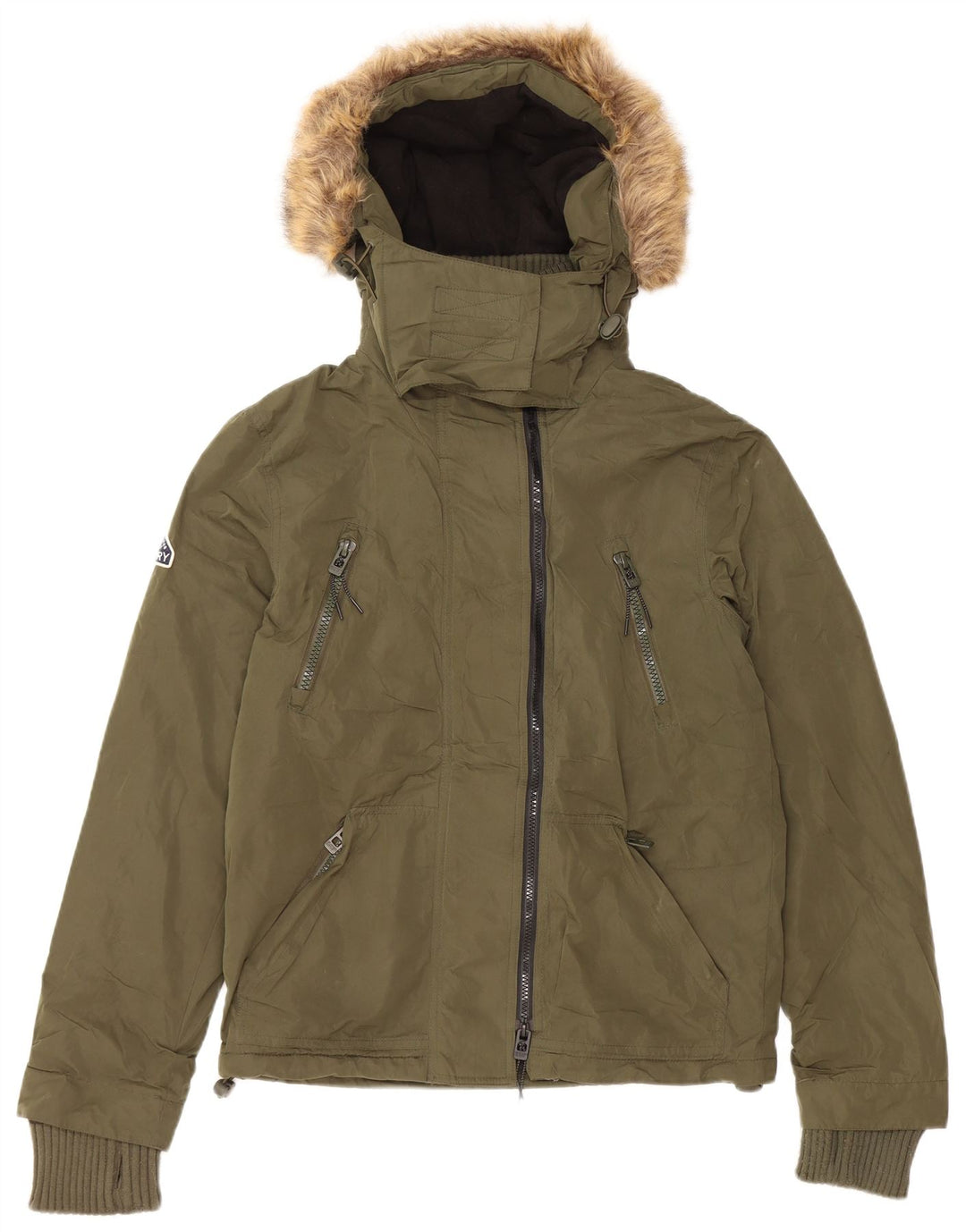 SUPERDRY Windbreaker-jakke med hætte til mænd UK 36 Small Khaki Polyester
