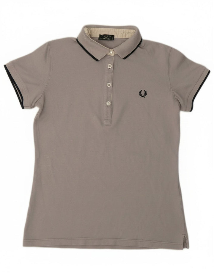 Fred Perry Dame Polo Shirt UK 14 Large Grå