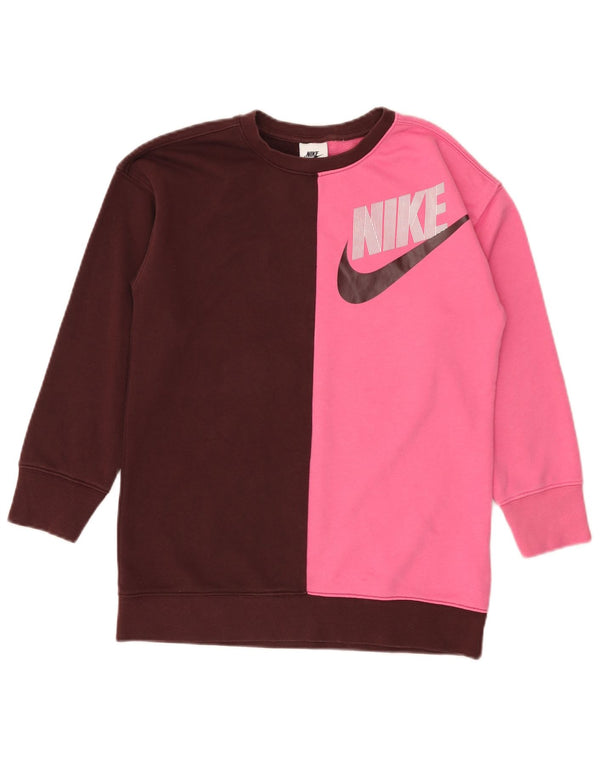 Nike Girls Graphic Sweatshirt Jumper 10-11 år Medium Brun Colourblock