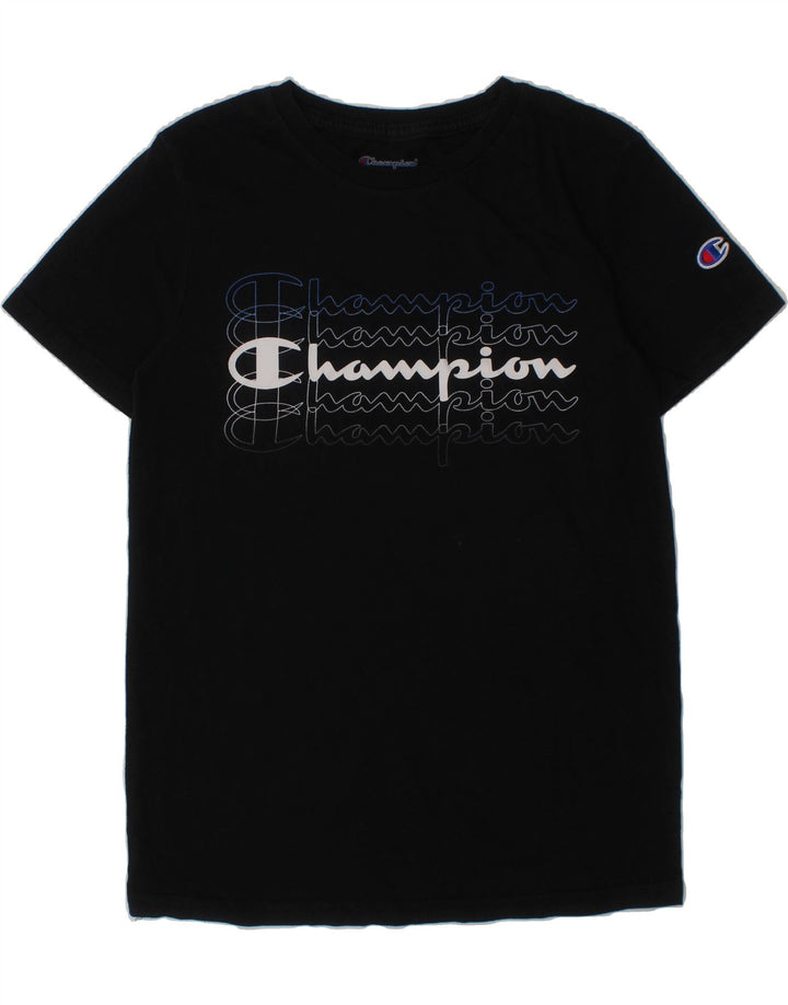 CHAMPION Boys Graphic T-Shirt Top 9-10 Years Medium Black Cotton Vintage Champion and Second-Hand Champion from Messina Hembry 