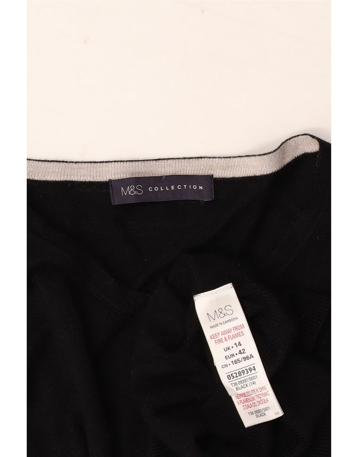 MARKS & SPENCER Dame cardigan sweater UK 14 Medium Black Viscose
