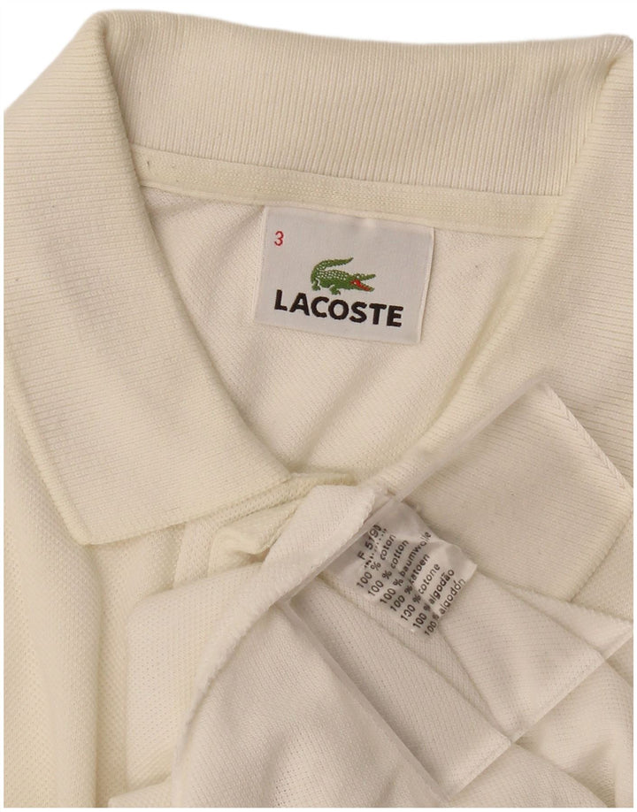 LACOSTE Mens Polo Shirt Size 3 Small White Cotton