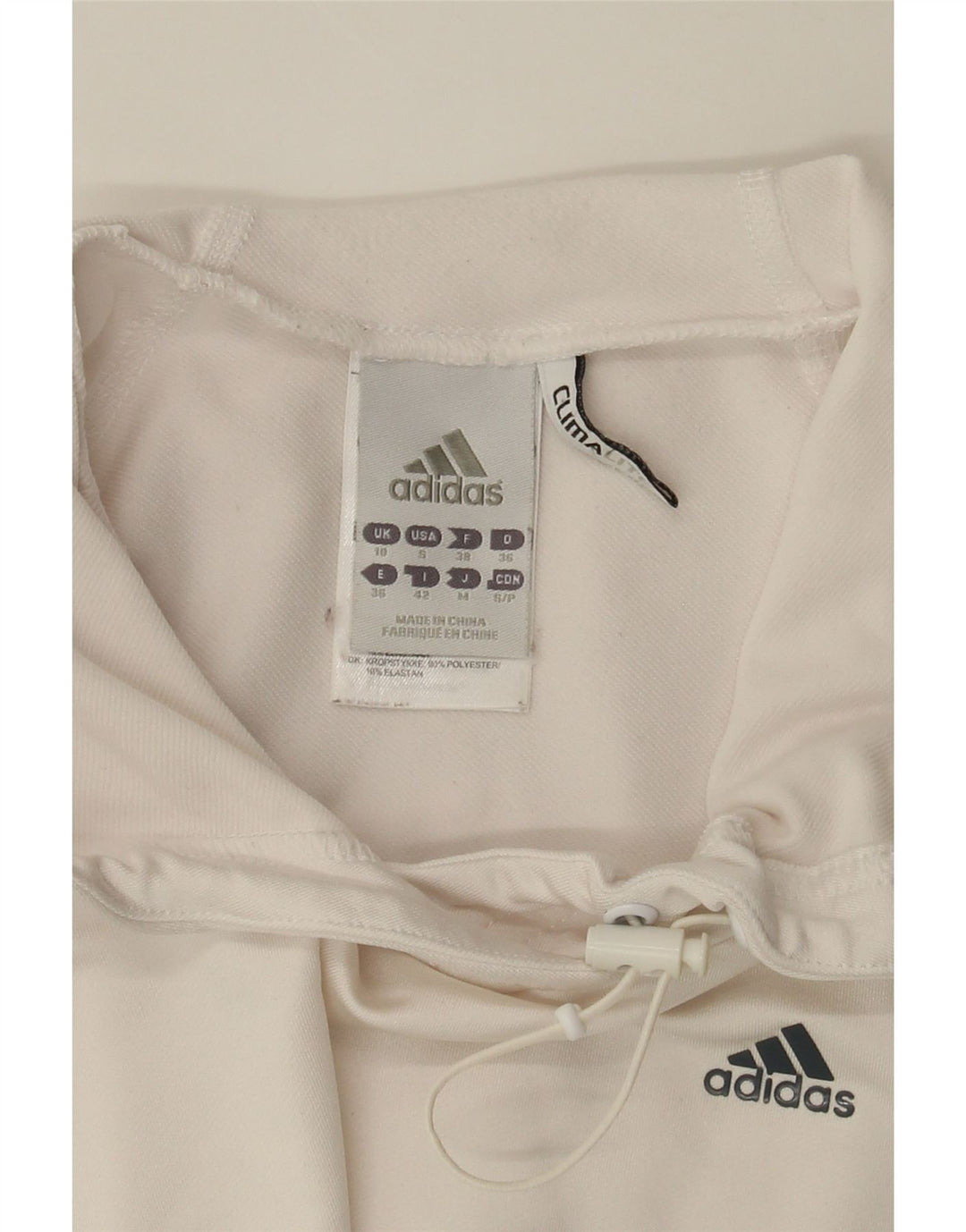 ADIDAS Womens Climalite Hooded Tracksuit Top Jacket UK 10 Small White Vintage Adidas and Second-Hand Adidas from Messina Hembry 