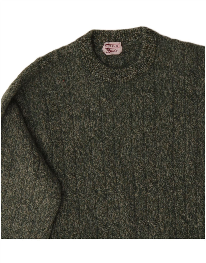Stefanel Herre Crew Neck Jumper Sweater Small Green Flecked