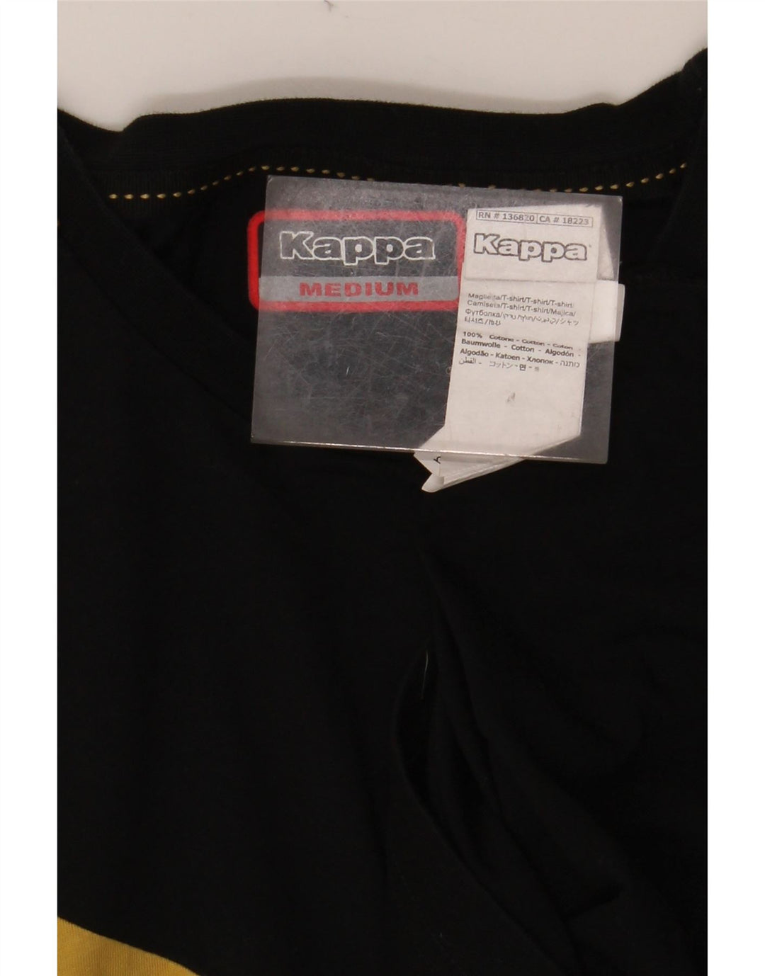 KAPPA Herre grafisk T-shirt Top Medium Sort Colourblock Bomuld