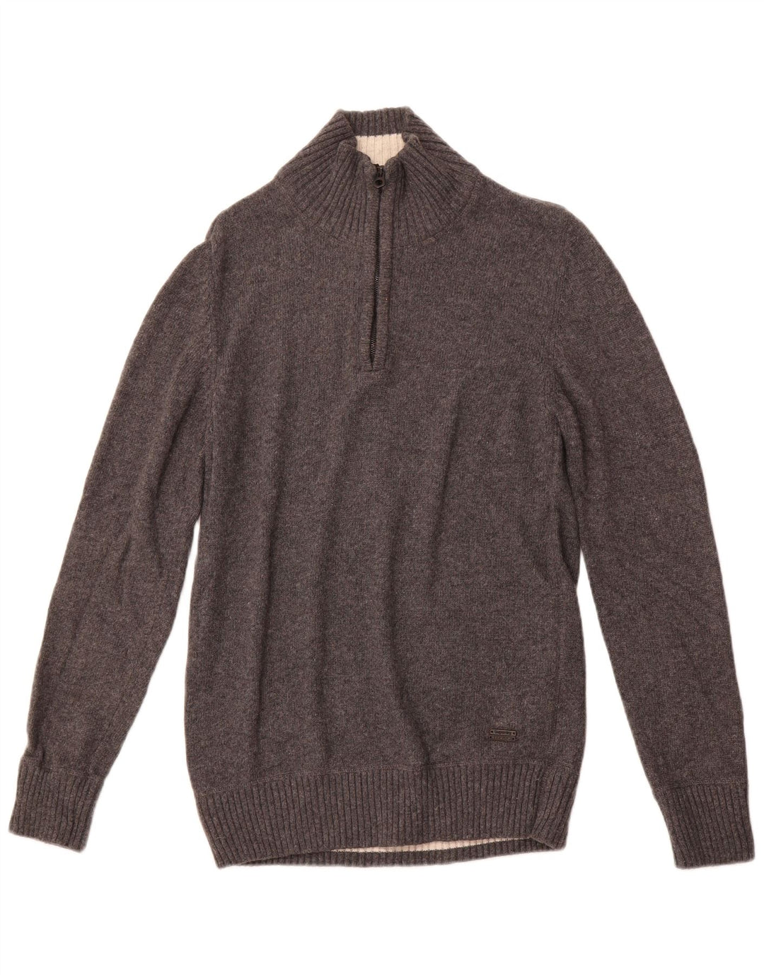 SUPERDRY Herre sweater med lynlåshals, stor grå viskose