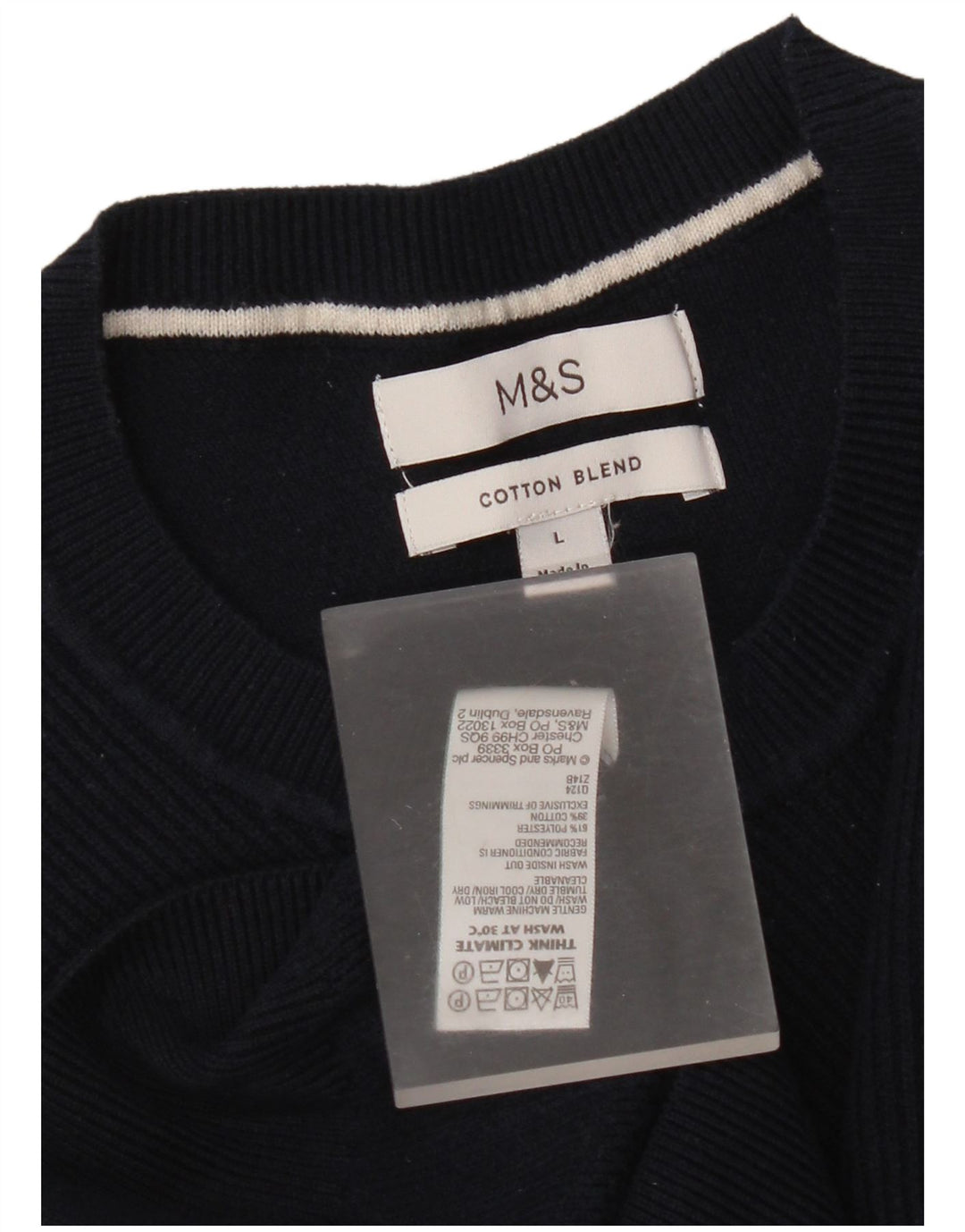 Marks & Spencer Herre sweater med rund hals, stor marineblå polyester
