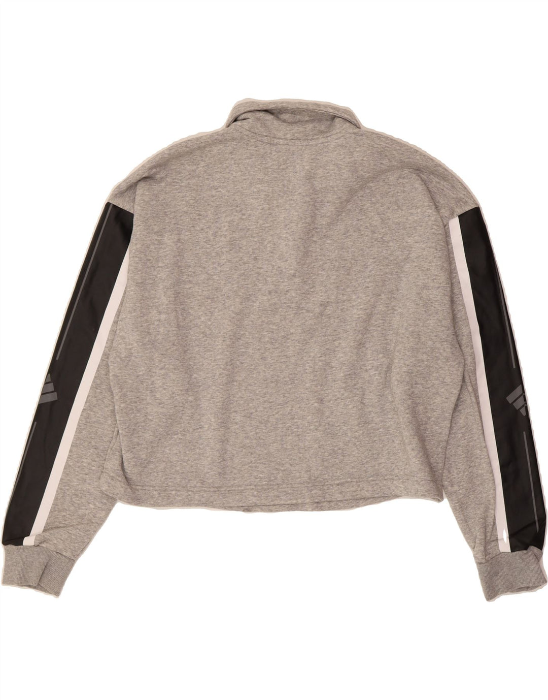 ADIDAS Womens Oversized Crop Sweatshirt Jumper UK 12/14 Medium Grey Vintage Adidas and Second-Hand Adidas from Messina Hembry 